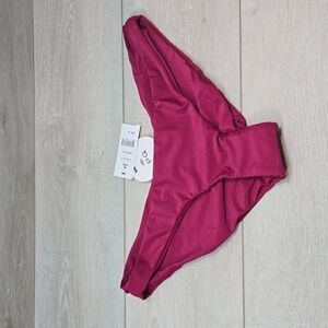 NWT PQ Women Zen Basic Ruched Full swim bikini bottom sz L